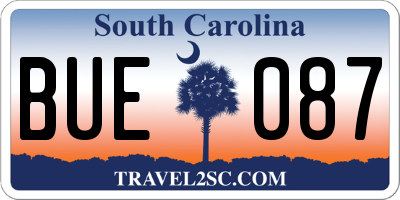 SC license plate BUE087