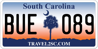 SC license plate BUE089