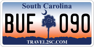 SC license plate BUE090