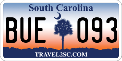SC license plate BUE093