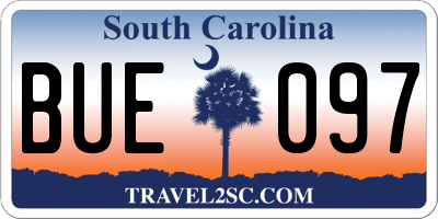 SC license plate BUE097