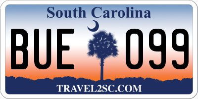 SC license plate BUE099
