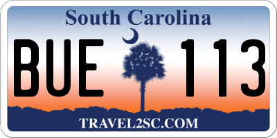 SC license plate BUE113