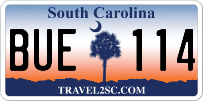 SC license plate BUE114