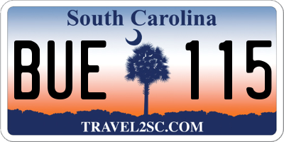SC license plate BUE115