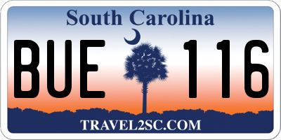 SC license plate BUE116