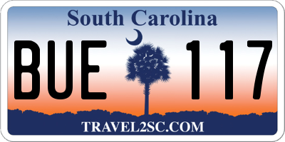 SC license plate BUE117