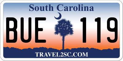 SC license plate BUE119