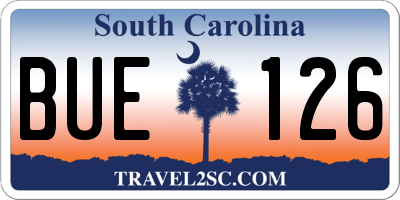 SC license plate BUE126