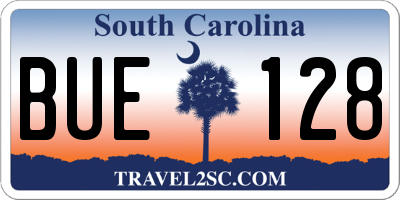 SC license plate BUE128