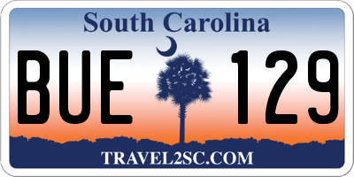 SC license plate BUE129