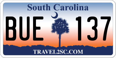 SC license plate BUE137