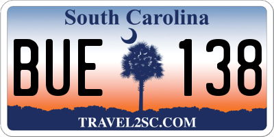SC license plate BUE138