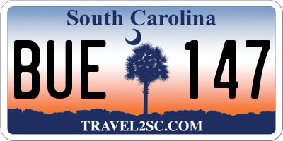 SC license plate BUE147