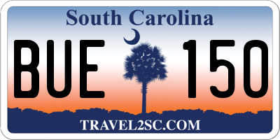 SC license plate BUE150