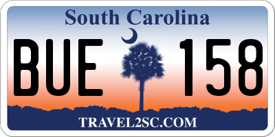 SC license plate BUE158