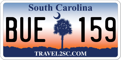 SC license plate BUE159