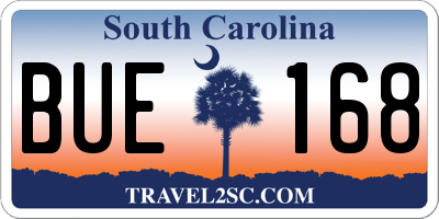 SC license plate BUE168