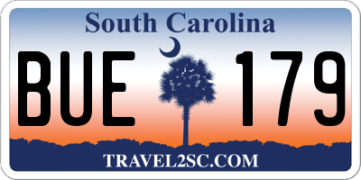 SC license plate BUE179