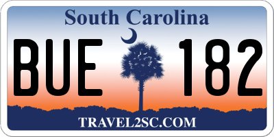 SC license plate BUE182