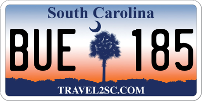 SC license plate BUE185