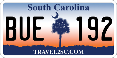 SC license plate BUE192