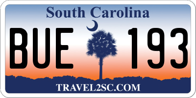 SC license plate BUE193