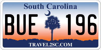 SC license plate BUE196