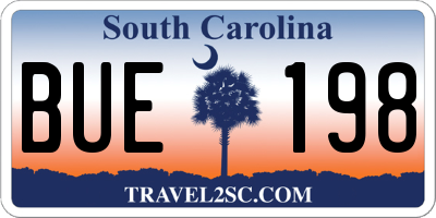 SC license plate BUE198