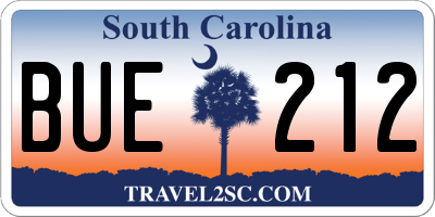 SC license plate BUE212