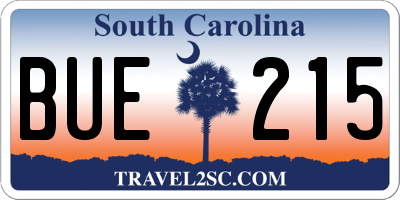 SC license plate BUE215