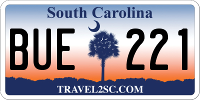 SC license plate BUE221