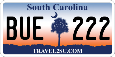 SC license plate BUE222