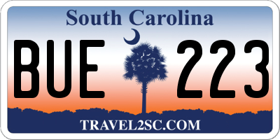 SC license plate BUE223