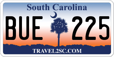 SC license plate BUE225