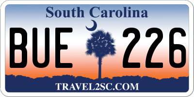 SC license plate BUE226