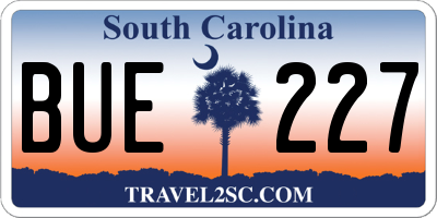 SC license plate BUE227