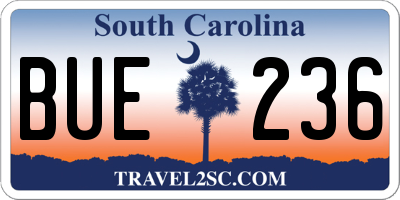 SC license plate BUE236