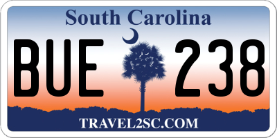 SC license plate BUE238