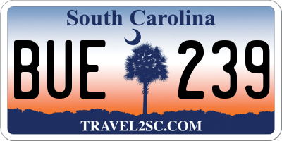 SC license plate BUE239