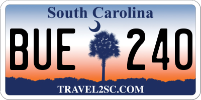 SC license plate BUE240
