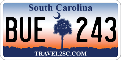 SC license plate BUE243