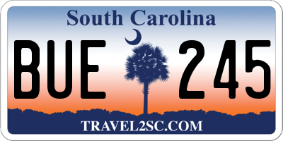 SC license plate BUE245