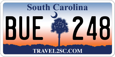 SC license plate BUE248