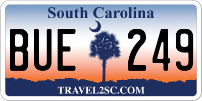 SC license plate BUE249