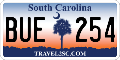 SC license plate BUE254