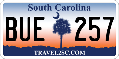 SC license plate BUE257
