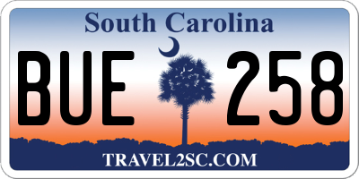 SC license plate BUE258