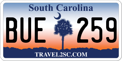 SC license plate BUE259