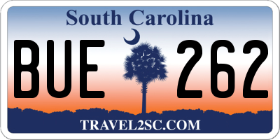 SC license plate BUE262
